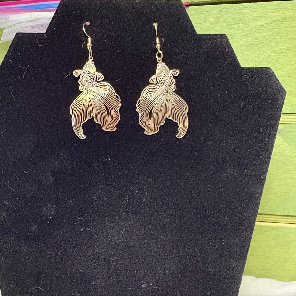 Gold Filigree Koi Fish Earrings